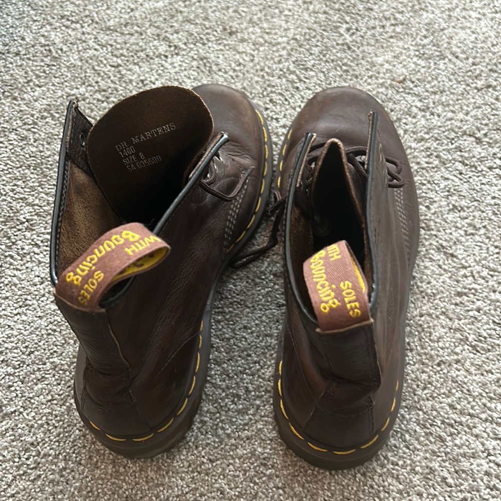 Doc martens brown crazy horse lace up boots men 8 NWOT